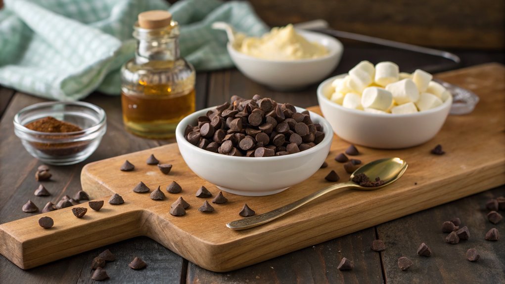add chocolate and marshmallows