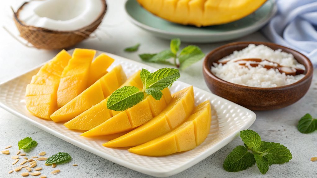 add slices of mango