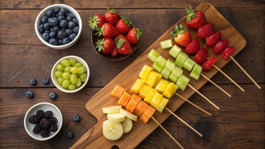 assemble fruit skewers carefully