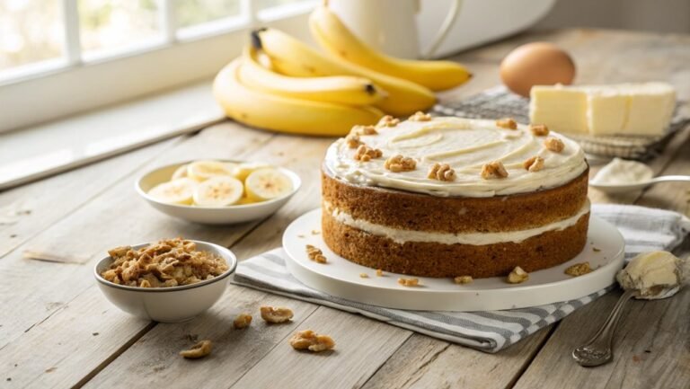 banana cake with frosting