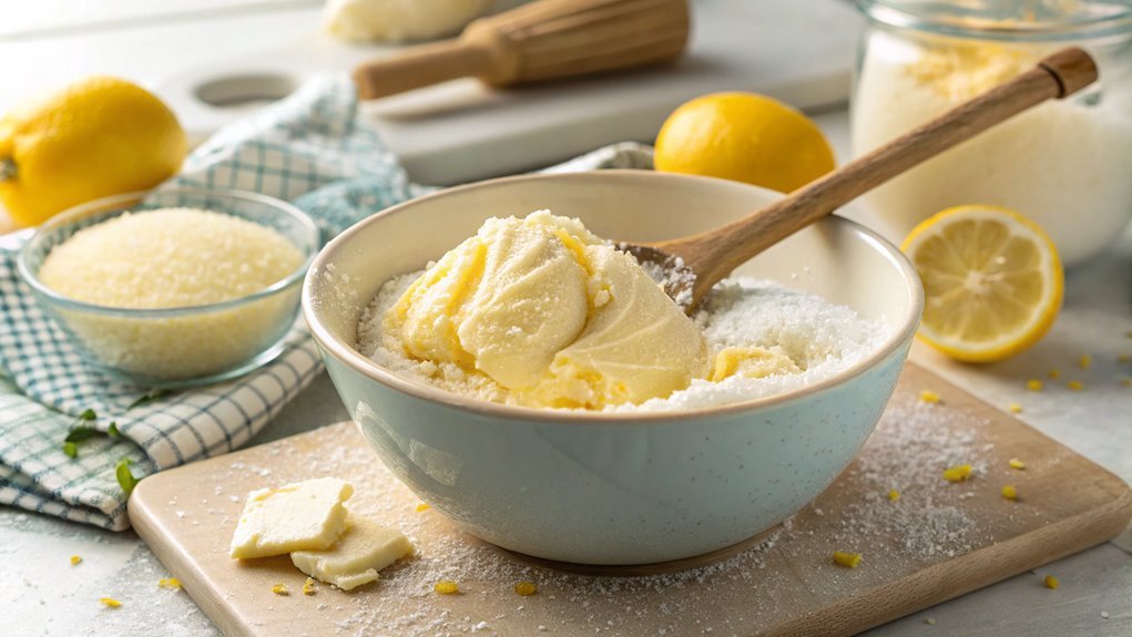 blend butter with sugar
