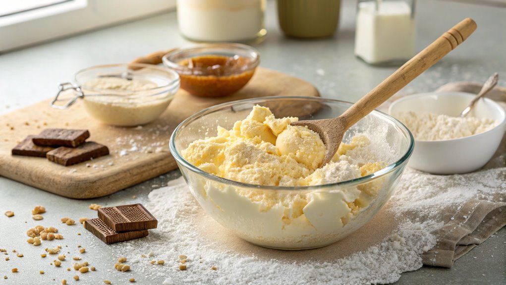 blend cream cheese and sugar