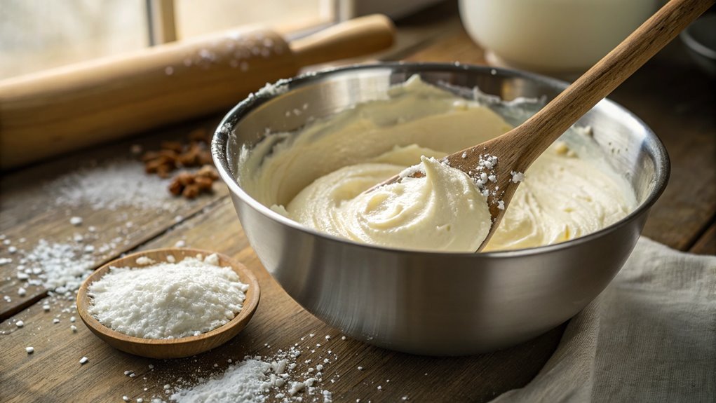 blend cream cheese and sugar