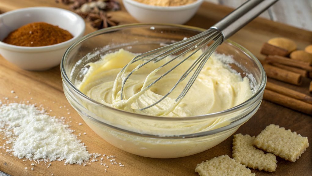 blend cream cheese and sugar