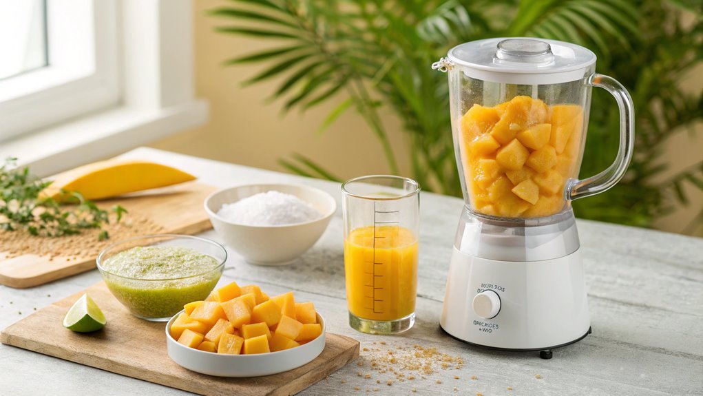 blend mangoes to smoothness