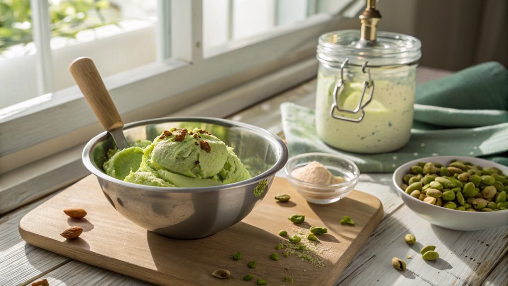 blend pistachios with cream