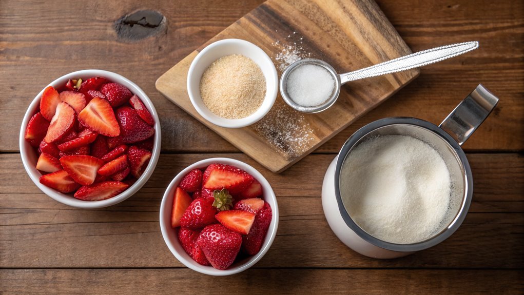 blend strawberries with sugar