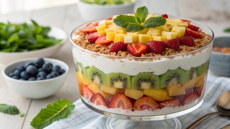 colorful fruit salad layers
