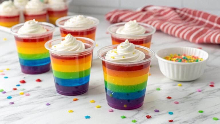 colorful layered dessert cups