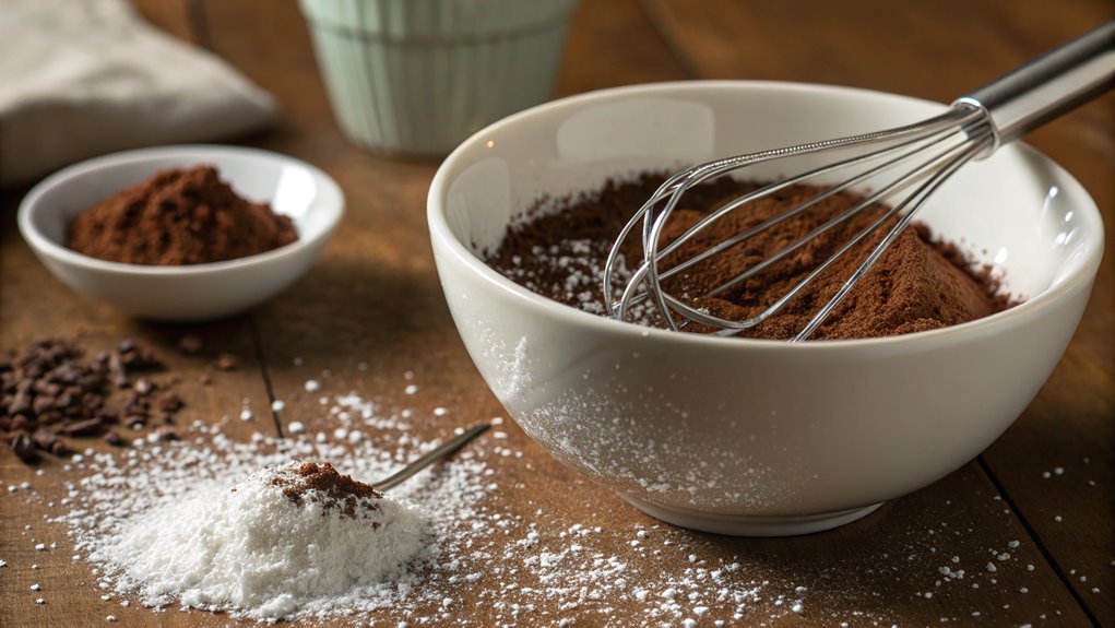 combine cocoa and sugar