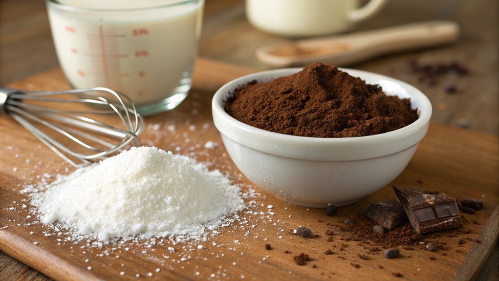 combine cocoa with sugar