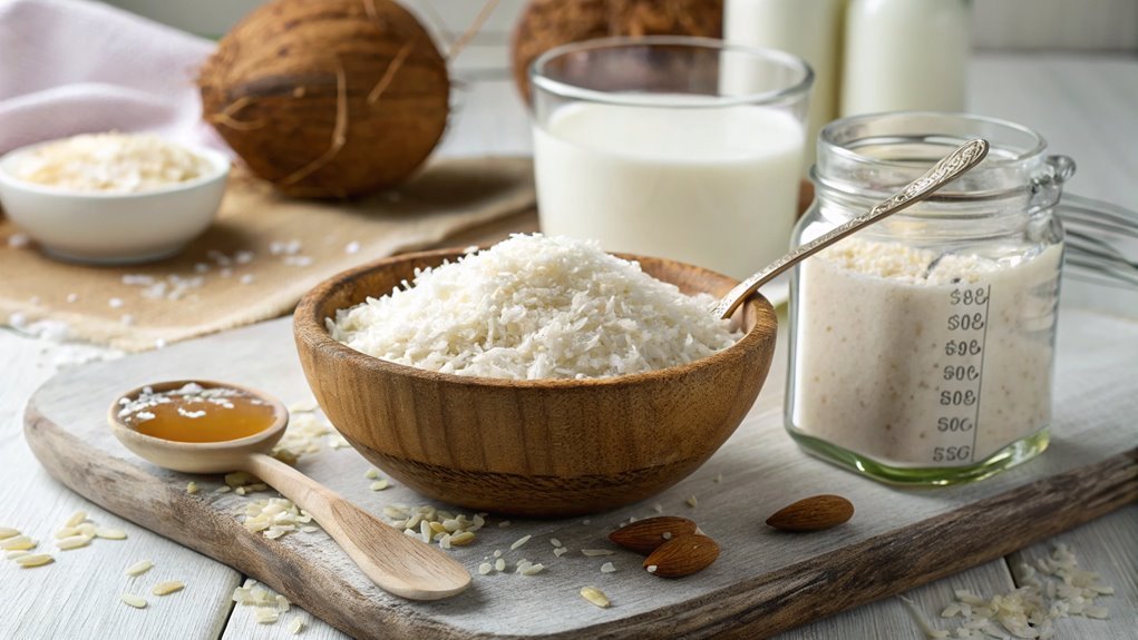 combine coconut with sweetener