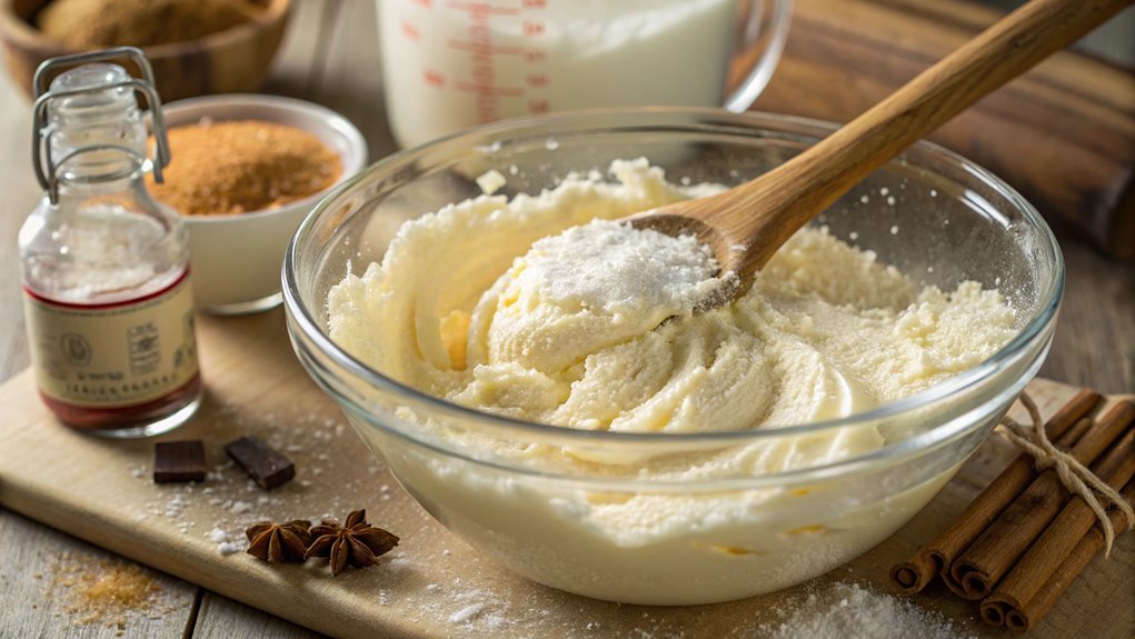combine cream cheese sugar