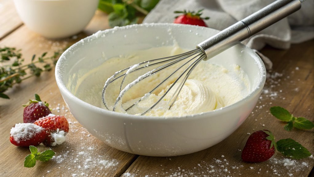 combine cream cheese sugar