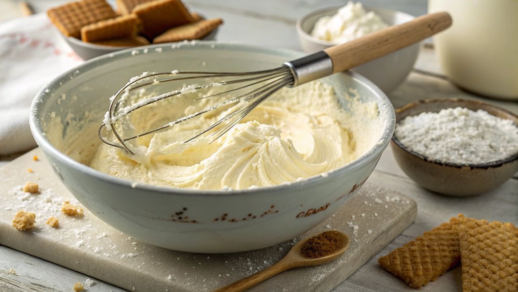 combine cream cheese sugar