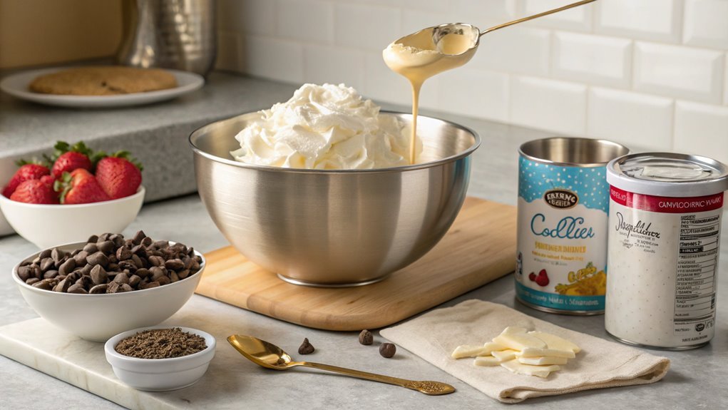 combine cream with sweetener