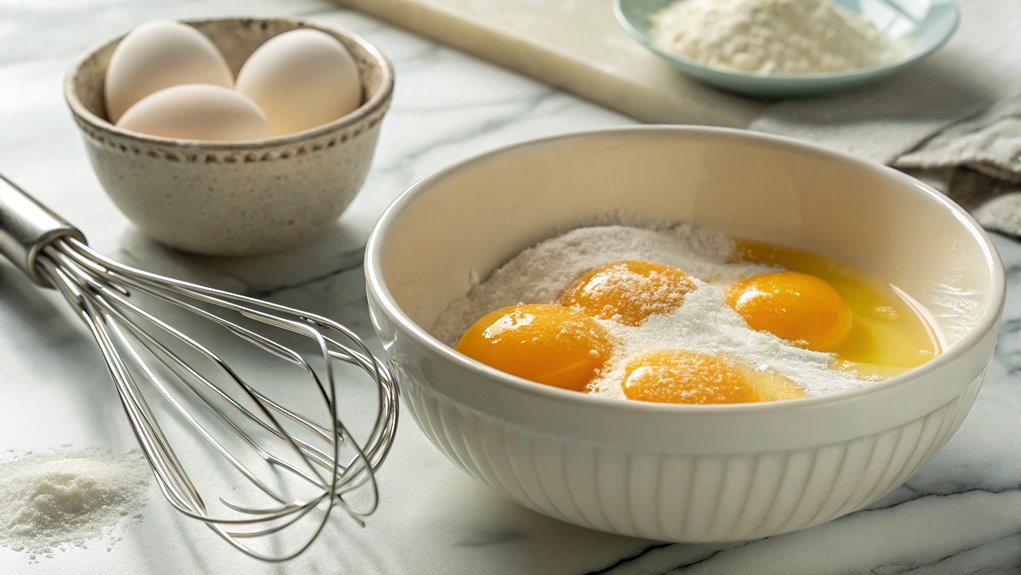 combine eggs and sugar
