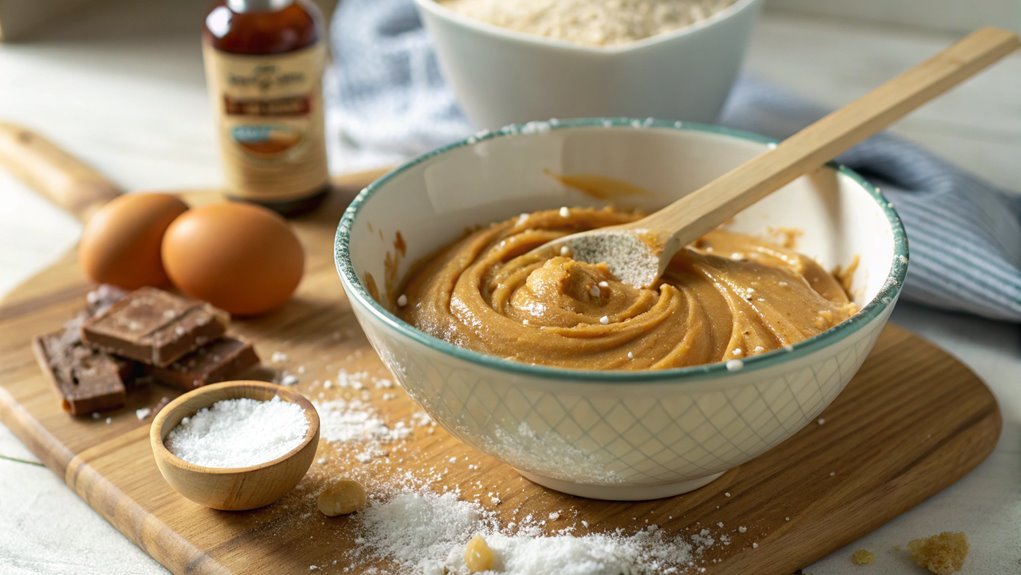 combine peanut butter sugar