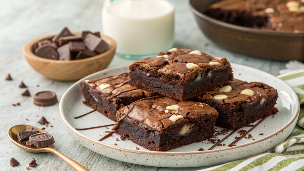decadent triple chocolate brownies