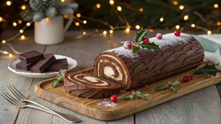 festive chocolate cake roll
