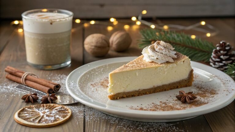 festive eggnog cheesecake dessert