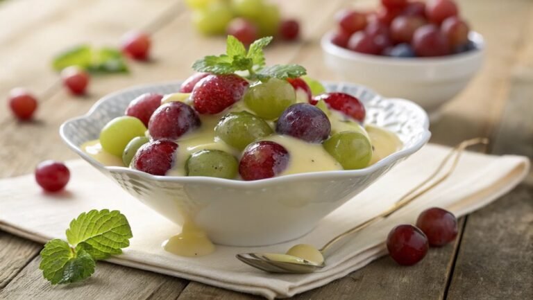 grapes with creamy custard
