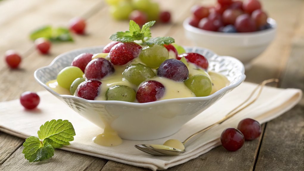 grapes with creamy custard