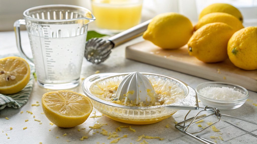 juicing zested lemons process