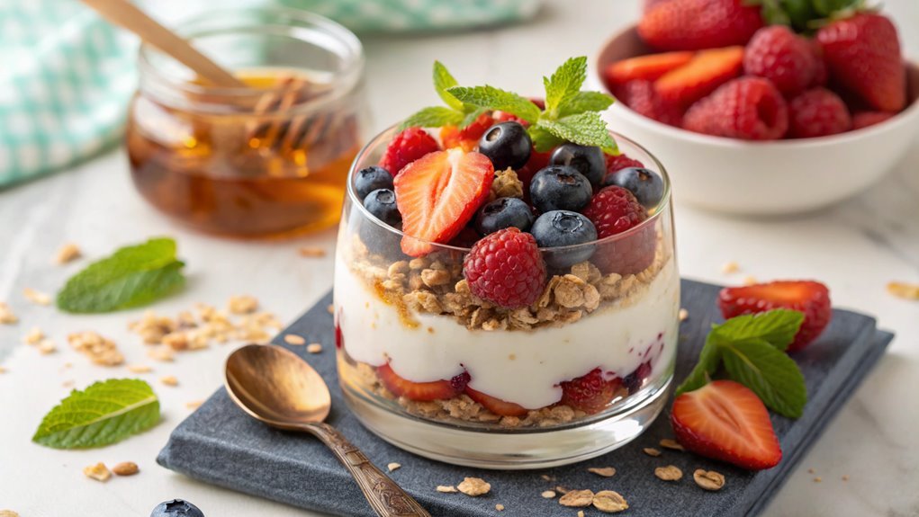 layer yogurt with berries