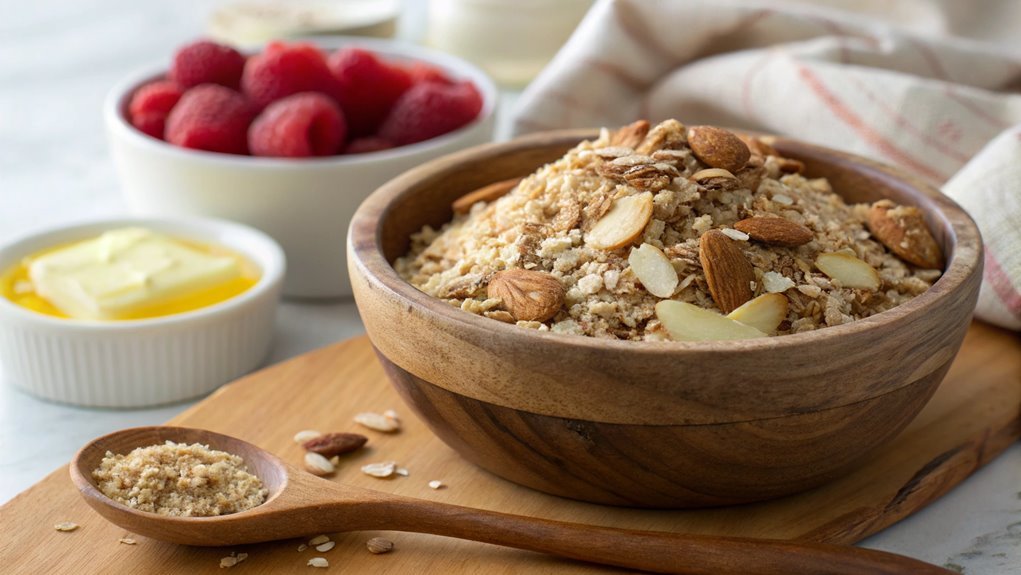 mix raspberries with almonds
