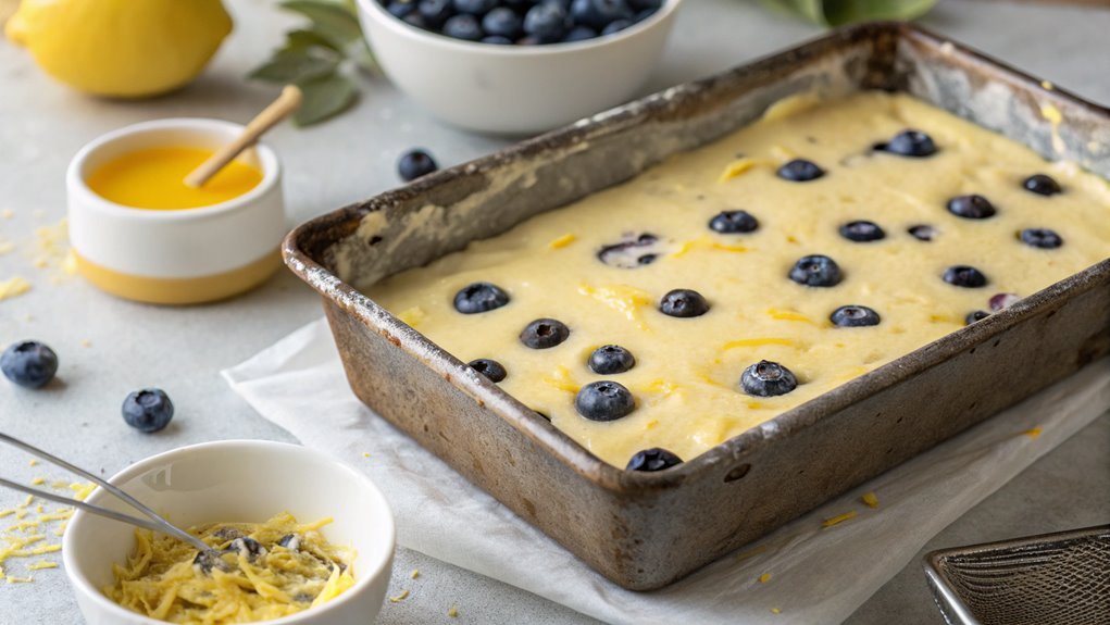pour batter into pan