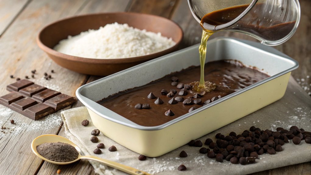 pour batter into pan