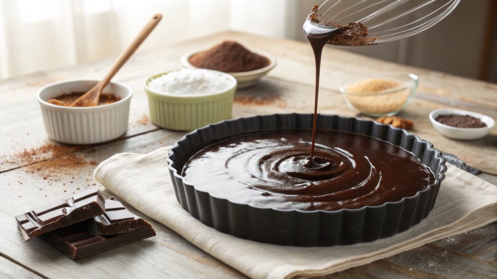 pour batter into pan