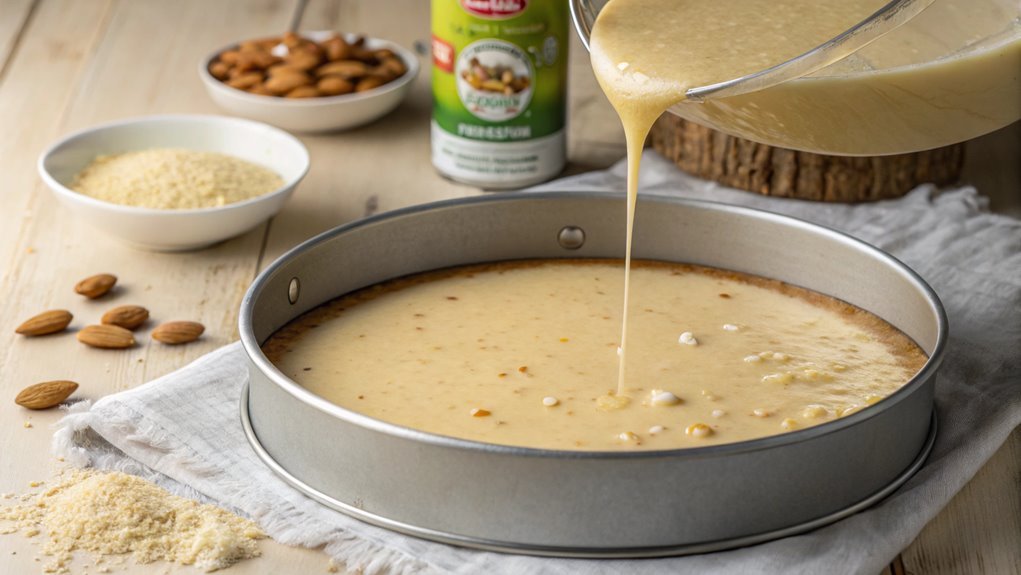 pour batter into pan