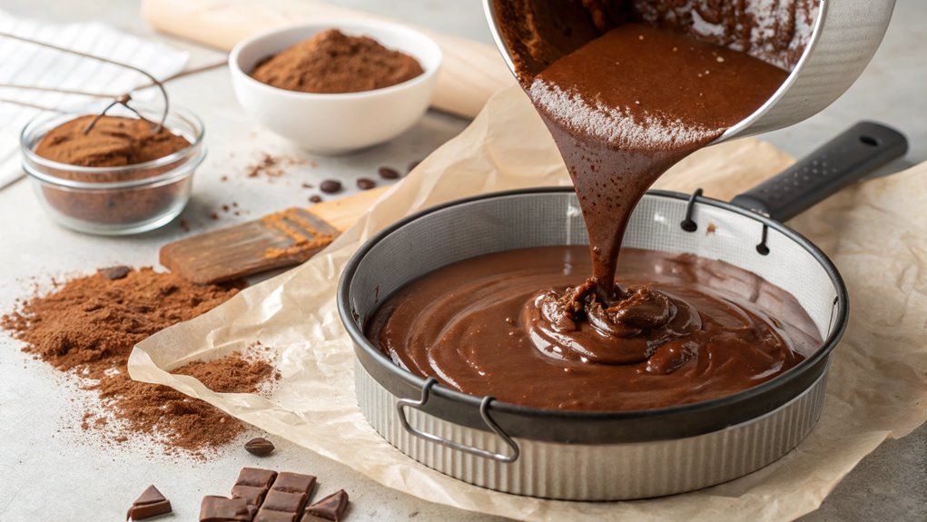 pour batter into pan