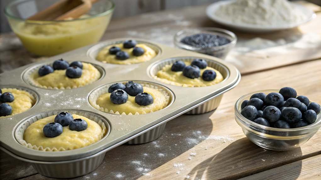 spoon batter into tins
