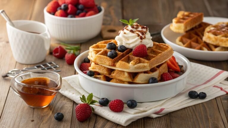waffles topped with cream